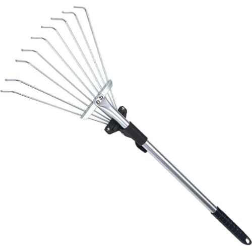 Portable Hand Tool Collect Loose Debris 9 Teeth Expandable Lightweight Garden Rake Leaf Brush Telescopic Agriculture Fan Broom