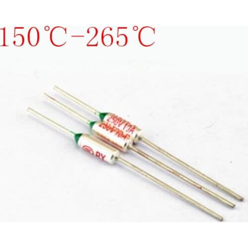150-260 Celsius Degree 10A 250V Micro Mini Electrical Thermal Fuses Temperature Fuse Thermal Cutoff