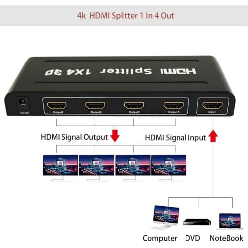 4K HDMI Splitter Full HD 1080P 1 In 4 Out HDMI Splitter 1x4 HDMI Signal Amplifier multiple Display For HDTV DVD PS3 Xbox