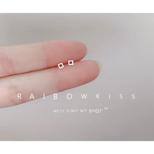 Geometric Square Stud Earrings For Women Hollow Cube Ear Partner Korean Fashion Simple Exquisite Female Party Jewelry Wholesale