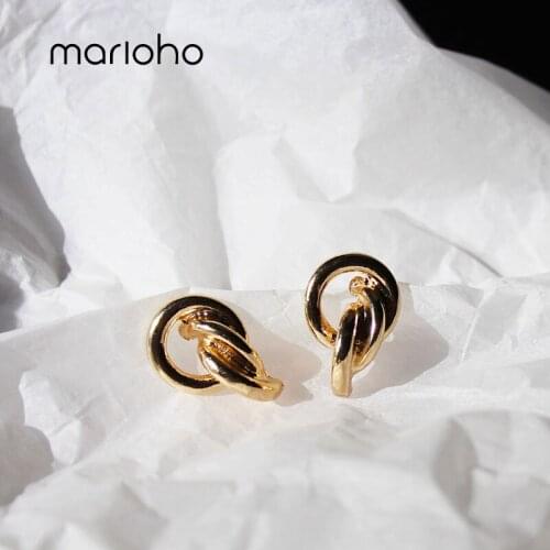 Marioho New Knotted Stud Earrings Women Classic Minimalist Twisted Small Stud Earrings Cute Stud Party Wedding Jewelry