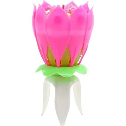 Cake Decoration Lotus Flower Festival Music Birthday Cake Candles Musical Lotus Rotating Party Gift