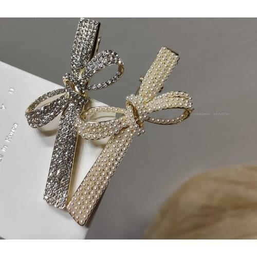Temperament Diamond Hairpin Imitation Pearl Butterfly Festival Hairclip Alloy Barrettes Bangs Clip Headdress Accessories