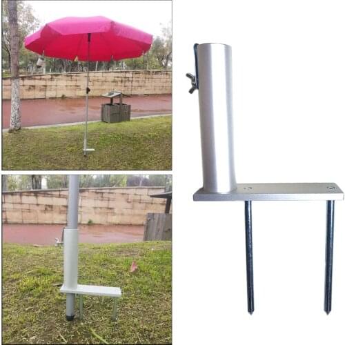 Silver Upgraded Beach Patio Umbrella Clamp Clip Ground Insertion for Balcony Parasol Holder Aluminum Alloy