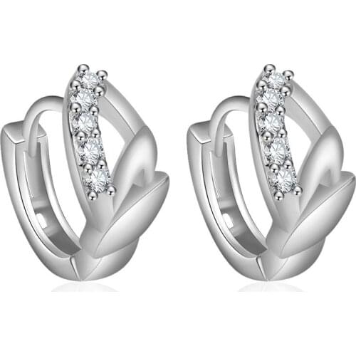 Rose Gold Color Crystal Leaf Stud Earrings for Women 2017 bijoux Vintage Love Wedding Earring Statement Brinco Bijouterie