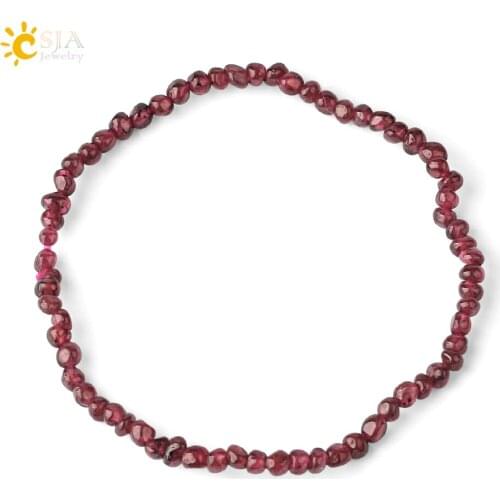 CSJA Red Garnet Bracelet for Women Healing Natural Gem Stone Bracelets Bangles Lucky Jewelry Small Beads Kid Girl Jewellery G759