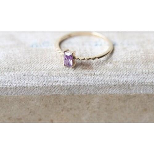 1Pcs Exquisite Purple Rectangular Crystal Ring Couple Engagement Ring Fashion Jewelry Gift