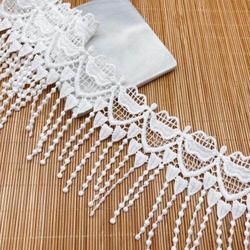 10Yards Newest Fashion Guipure Heart Lips Applique White Tassel Lace Trim Sewing DIY Crochet Embroidered Craft Net Trim Ribbon