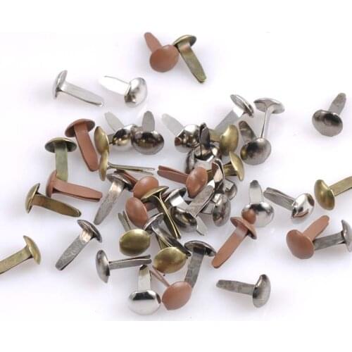 100PCs Mixed Pastel Round Brads Scrapbooking Embellishment Fastener Brads Metal Crafts For shoes Decoration 14X8mm CP1512