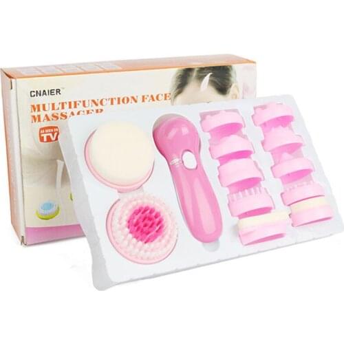 Beauty Care 12 In 1 Electric Face Massager Brush Set Facial Skin Brushing Exfoliating Cleansing Foam Sponge Washing Pedicure