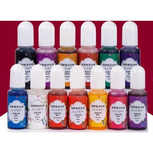 13 Colors Epoxy UV Resin Coloring Dye Liquid Epoxy Pigment Resin Colorant Fading Resistance10ml Translucent Make Jewelry Pigmen