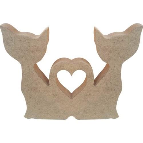 2'li Cat Heart Figure Trinket Wooden Object CODE: F12 paintable decorative objects декоративные предметы под роспись