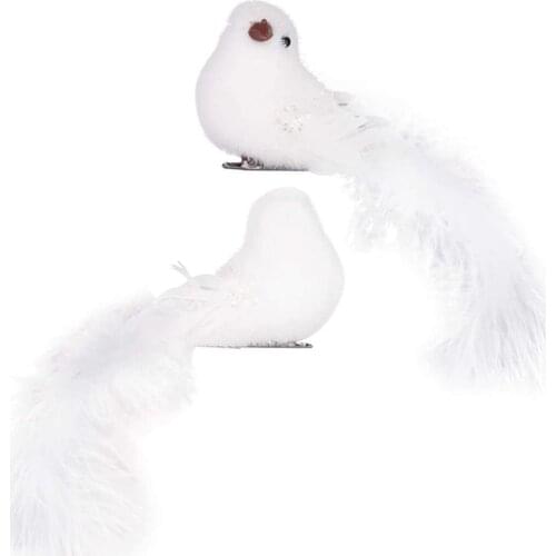 2 Pcs Cute Long Feather Tail Bird Christmas Pendant Drop Ornament Mini Plush Doll Kids Gift Toy Home Decoration Accessories