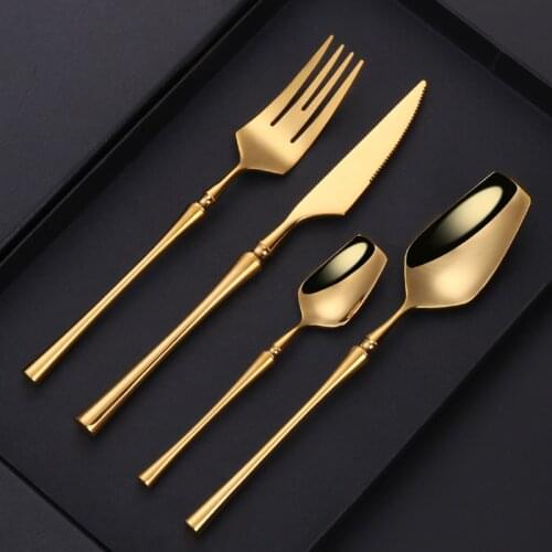 304 Stainless Steel Cutlery Set Gold Dinnerware Set Western Food Silverware Sets Tableware Forks Knives Spoons Kitchen Device