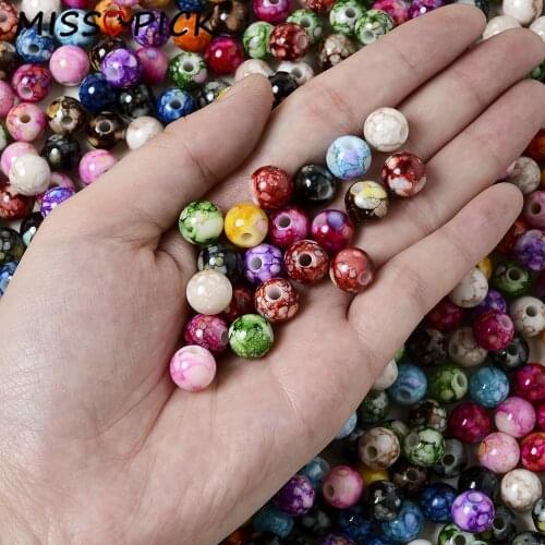 8/10/12mm Acrylic Beads Imitation Natural Stone Loose Spacer Beads for Jewelry Making DIY Bracelet Necklace Accessories Supplier