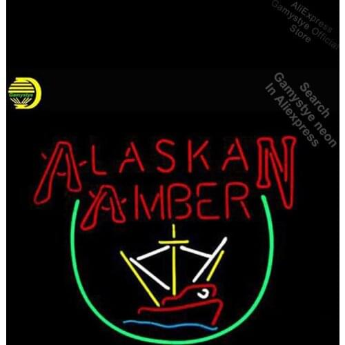 Alaskan Amber Trawler Neon Sign Neon Bulb Sign Handmade Light Room Recreation Decor Glass Iconic Sign Pet Shop Sign bud light