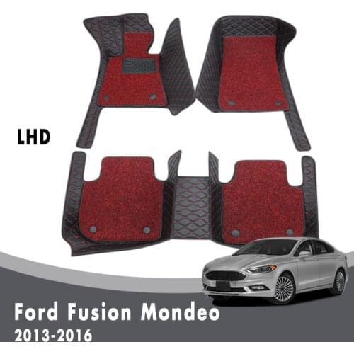 Car Floor Mats For Ford Fusion Mondeo 2016 2015 2014 2013 Carpets Luxury Double Layer Wire Loop Auto Interior Leather Waterproof