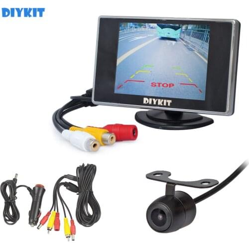 DIYKIT Wired 3.5" TFT LCD Car Monitor Rear View Camera Kit Reversing Camera Parking Assistance System Easy Connect