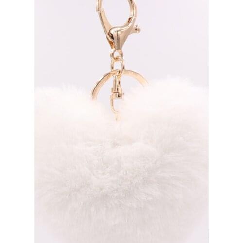 Romantic 10cm Rex Rabbit Fur Heart Key Chains Cute Keychain Jewelry Multi Colors for Options
