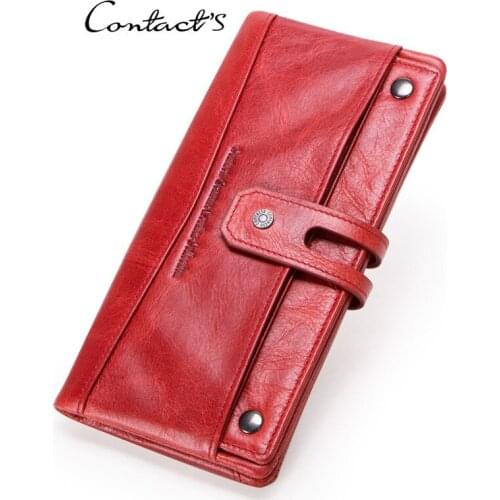 Wallet Genuine Leather Long Multi-function Ladies Wallet Buckle Multi-card Pocket Clutch Card Holder
