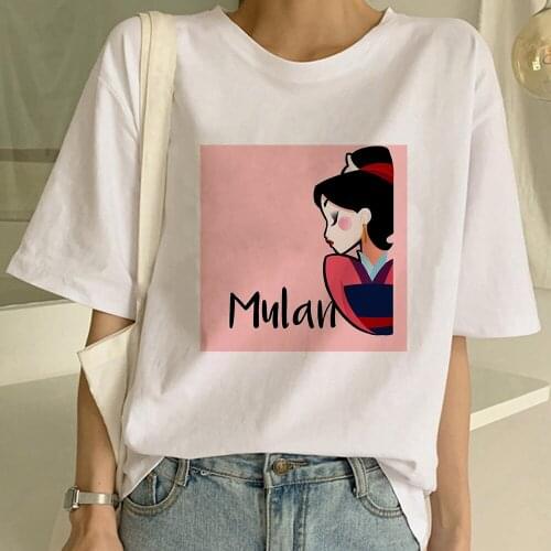 Mulan Disney Princesses T shirt Women Instagram Clothes Summer 2021 Y2k Fashion American Tops Girl Power T-shirt Short Sleeve