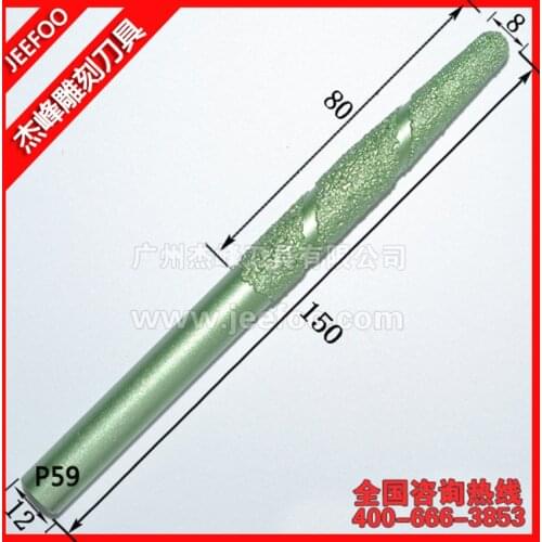 P59-12*8*80mm V Shape Engraving Bit CNC Grinding Diamond Stone Router Bits Milling Cutter for Engraving 3D Letter Carving