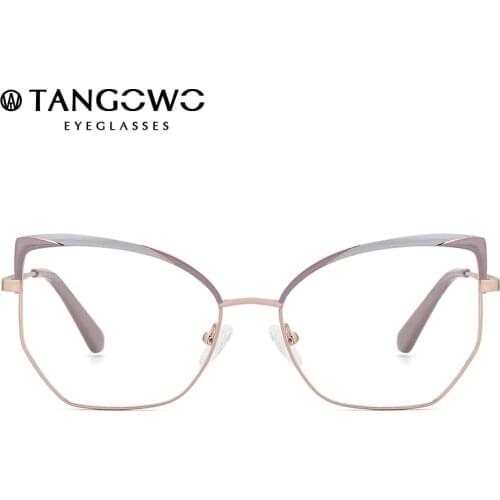 TANGOWO Classic Metal Glasses Frame Women Cat Eye Vintage Luxury Prescription Glasses Frame Men Myopia Optics Eyeglasses MG3646