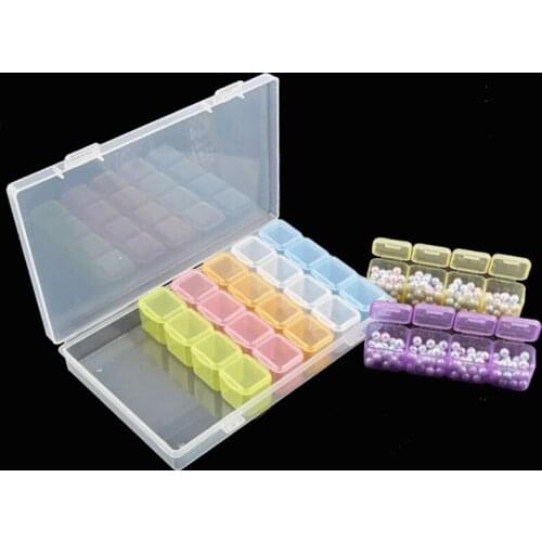 Colorful / Transparent 28 Grid with Cover Nail Tools Storage Box for DIY Case P31E
