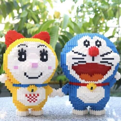Creator Doll Mini Diamond Particles Dorami Doraemon Blue Fat Man Miniblocks Creator Building Block Cute BrickHeadz Toys For kids