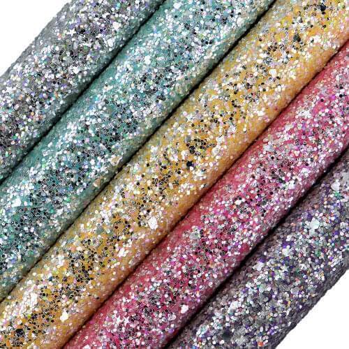 A4 Sheet 8"X11.8" Neon Chunky Glitter Fabric Leather Faux PU Leather Fabric For craft Sewing bows DIY 1piece F0384