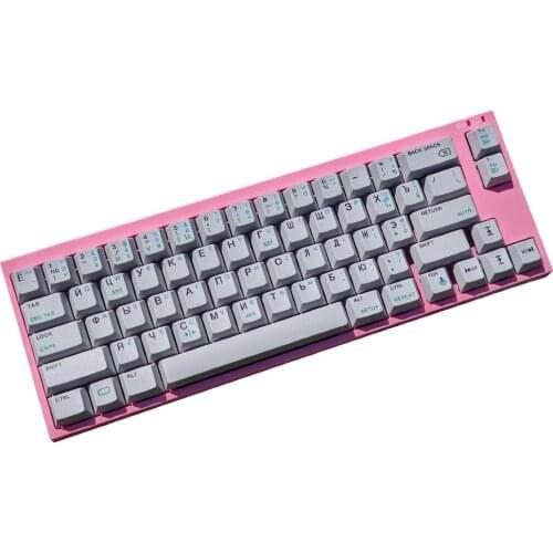 Retro Gray Russian CRP Xerox 6001 Keycap Set PBT Cherry Profile Key Caps For GH60 61 64 68 84 87 104 Keys Mechanical Keyboards