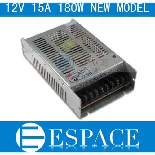 New model 12V 15A 180W Switching Power Supply Driver for LED Strip AC 100-240V Input to DC 12V free shipping