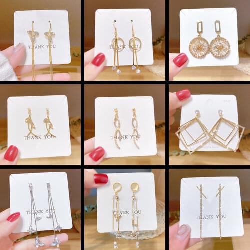 New Tassel Earring for Women Korean Fashion Hanging Earrings Star Crystal Long Earings Temperament Jewelry Accessories Cute Gift