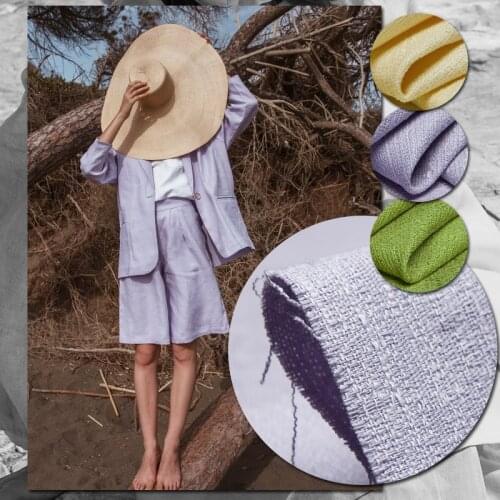 Yarn-dyed solid light/beige/green stretchy cotton blend linen fabric,sewing for blouse,skirt,dress,suits,pants,craft by the yard