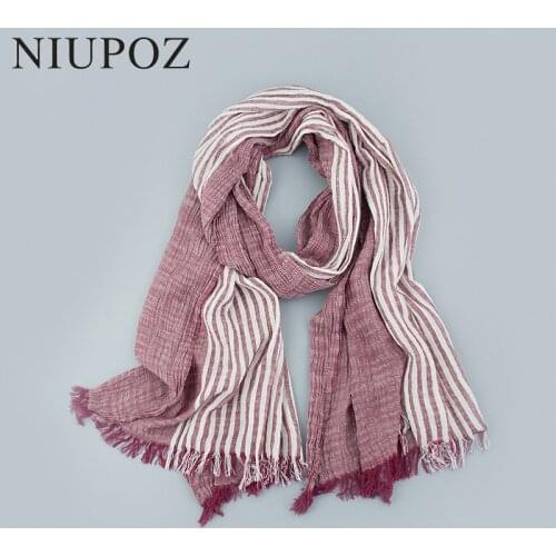 75*205cm Women Winter Autumn Soft Cotton Scarf Wrinkle Warm Men Striped Unisex Long Shawl&Wrap High Quality M194