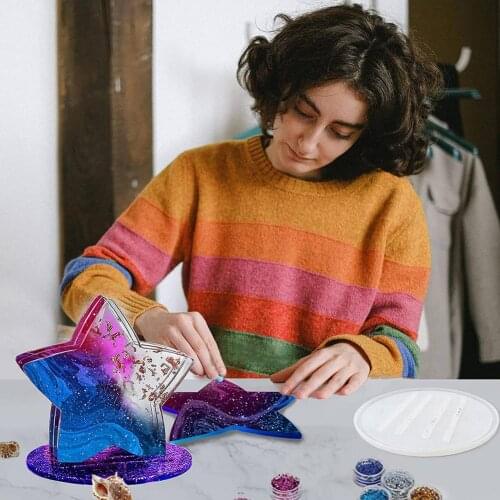 Five-pointed Star Coaster Silicone Mold with Storage Base Mould for Resin Casting,Resin Molds for DIY Resin,Home Decoration