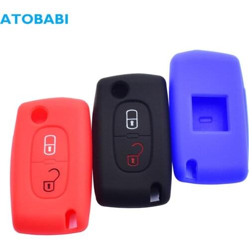 Silicone Car Key Case 2 3 Buttons Flip Remote Control Protector Cover For Citroen C2 C3 C4 C4L C5 C6 Peugeot 408 407 308 307 207