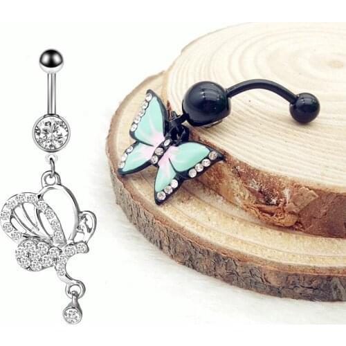 New Style Pretty butterfly Navel Rings 316L Surgical Steel Piercing Belly Button Rings Navel Piercing Sex Body Jewelry