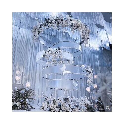 Wedding props, stage decoration, suspended ceiling, ring wedding, five rings, sunlight film, iron frame, large-scale Pendant