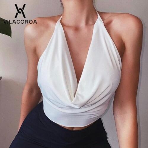 Swing Collar Halter Lace-Up Camisole Femme Clothes Sexy Sleeveless Tube Tops Skinny Backless Folds Tank Camis Womens Casual Vest