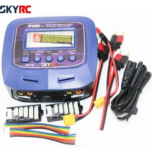 Skyrc D100 V2 Charger Twin-Channel AC/DC LiPo 1-6s 2x100W Dual with Bluetooth Balance Charger/Discharge for Lipo Li-ion Battery