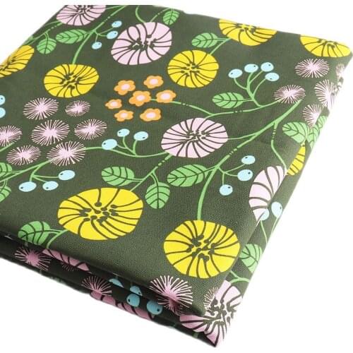 Green Flowers Cotton material DIY Sewing Doll Quilting Patchwork Textile Cloth Bags 150x50cm Square Floral Cotton Fabric Crafts