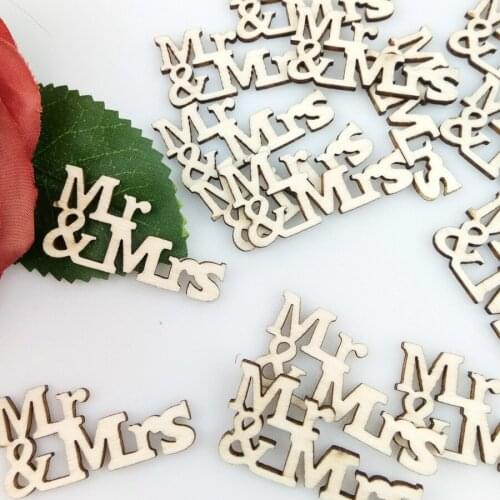 1 Packet Wooden Craft Letter Mr& Mrs Wedding Decoration Natural Wooden Ornament DIY Wood Carfts Anniversary Valentines Gifts