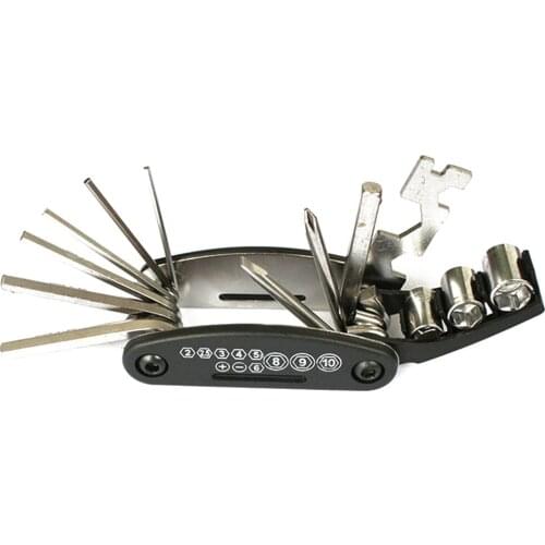 16 In 1 Bicycle Repair Tool Bike Pocket Multi Function Folding Tool Outdoor Portable Multi-tool