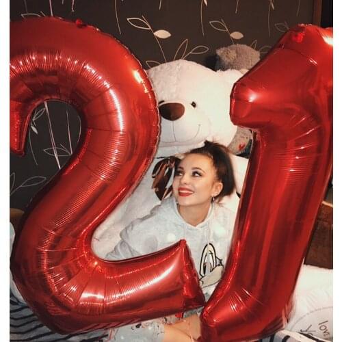 2pcs 32/40inch Rose Gold Silver Number Balloons Giant Digit 21th Birthday Balloon Girl 21th Years Old Party Decorations supply