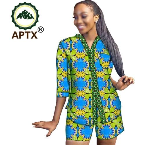 African Clothing For Women Dashiki Style Female Set 2 Pcs Ladies Clothing Half Sleeve Shorts Loungewear Suit Sexy Elegant Outfit