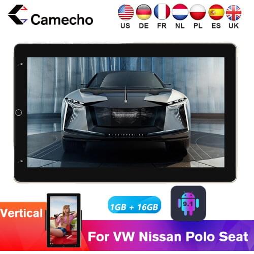 Camecho Android 9.1 Vertical Screen Car Radio 2Din GPS 10'' Tempered Glass Mirror Multimedia Player For VW Nissan Kia Polo