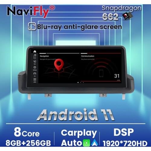 Navifly 10.25'' 8+256GB Snapdragon 662 Car dvd radio multimedia For BMW 3 series E90 E91 E92 E93 2005 - 2012 DSP carplay+Auto 4G
