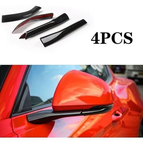 Car Mirrors Stickers Decorations Rearview Side Mirrors Base Cover Trim ABS Carbon For Ford Mustang 2015 2016 2017 2018 4 PCS