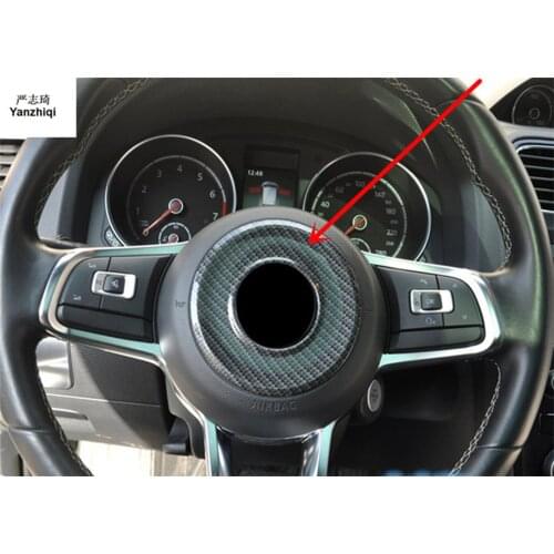 Free shipping 1pc Car stickers carbon fiber ABS material steering wheel decoration cover for 2015-2017 Volkswagen VW Scirocco